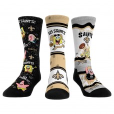 Три пары носков Unisex New Orleans Saints Rock Em Socks NFL x Nickelodeon Spongebob Squarepants Crew