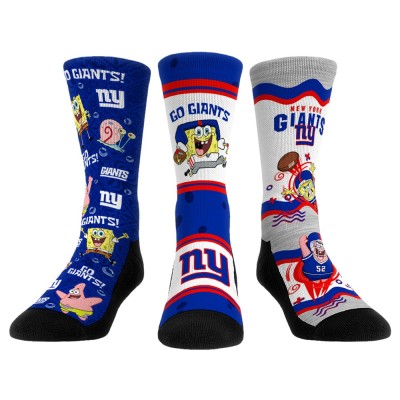 Три пары носков New York Giants Rock Em Unisex NFL x Nickelodeon Spongebob Squarepants