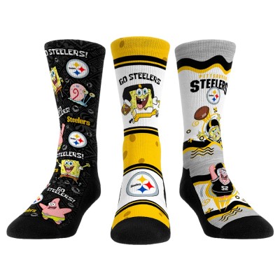 Три пары носков Pittsburgh Steelers Rock Em Socks Unisex NFL x Nickelodeon Spongebob Squarepants