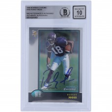Randy Moss Minnesota Vikings Autographed 1998 Bowman Chrome #182 Beckett Fanatics Witnessed Authenticated 10 Rookie Card