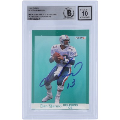 Dan Marino Miami Dolphins Autographed 1991 Fleer #124 Beckett Fanatics Witnessed Authenticated 10 Card