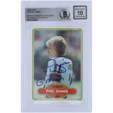 Phil Simms New York Giants Autographed 1980 Topps #225 Beckett Fanatics Witnessed Authenticated 10 Rookie Card with G-Men Inscription