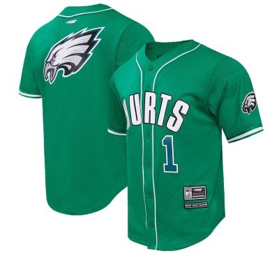 Рубашка с коротким рукавом Jalen Hurts Philadelphia Eagles Pro Standard Mesh Baseball - Kelly Green