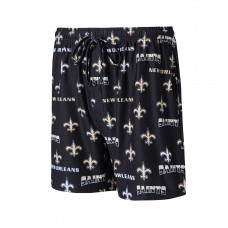 New Orleans Saints Concepts Sport Breakthrough Jam Allover Print Knit Shorts - Black