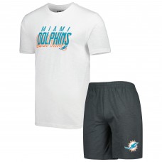 Miami Dolphins Concepts Sport Downfield T-Shirt & Shorts Sleep Set - Charcoal/White