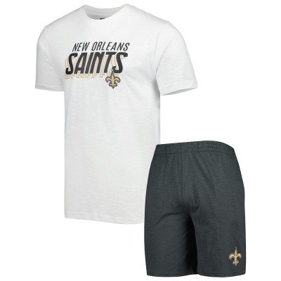 Пижама футболка и шорты New Orleans Saints Concepts Sport Charcoal/White Downfield 