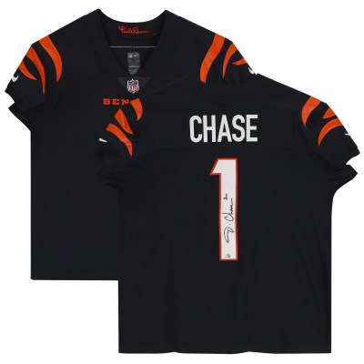 Джерси с автографом Ja'Marr Chase Cincinnati Bengals Fanatics Authentic Nike Black Elite