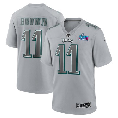 Игровая джерси A.J. Brown Philadelphia Eagles Nike Super Bowl LVII Patch Atmosphere Fashion - Gray