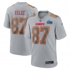 Игровая джерси Travis Kelce Kansas City Chiefs Nike Super Bowl LVII Patch Atmosphere Fashion - Gray