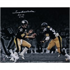 Terry Bradshaw Pittsburgh Steelers Autographed Fanatics Authentic 16 x 20 Hand Off Photograph with 318 YDS, 4 TDs Inscription