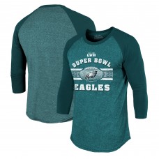 Футболка с рукавом 3/4 Philadelphia Eagles Majestic Threads Super Bowl LVII Tri-Blend Make It Happen Raglan - Midnight Green