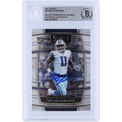 Micah Parsons Dallas Cowboys Autographed 2021 Panini Select #85 Beckett Fanatics Witnessed Authenticated Rookie Card