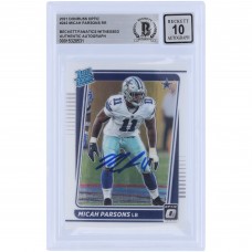 Micah Parsons Dallas Cowboys Autographed 2021 Panini Donruss Optic Rated Rookie #245 Beckett Fanatics Witnessed Authenticated 10 Rookie Card
