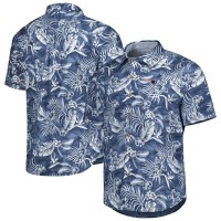 New England Patriots Tommy Bahama Navy Aqua Lush Full-Button Shirt