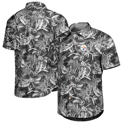 Pittsburgh Steelers Tommy Bahama Black Aqua Lush Full-Button Shirt