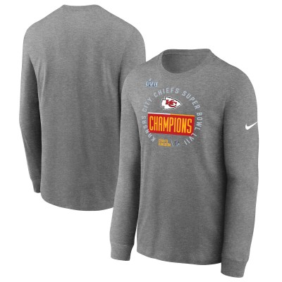 Футболка с длинным рукавом Kansas City Chiefs Nike Super Bowl LVII Champions Locker Room Trophy Collection - Heather Gray
