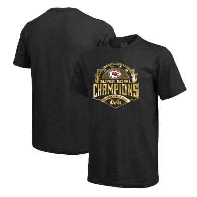 Футболка Kansas City Chiefs Majestic Threads Super Bowl LVII Champions Luxe Foil Tri-Blend - Black