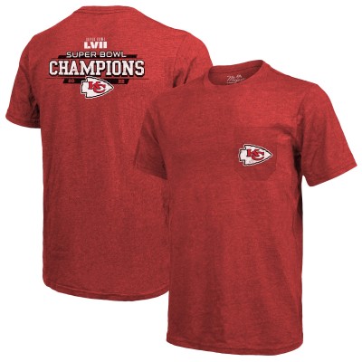Футболка Kansas City Chiefs Majestic Threads Super Bowl LVII Champions Running Back Tri-Blend Pocket - Red