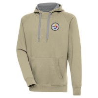 Pittsburgh Steelers Antigua Khaki Victory Pullover Hoodie