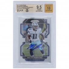 Micah Parsons Dallas Cowboys Autographed 2021 Panini Prizm #382 Beckett Fanatics Witnessed Authenticated 9.5/10 Rookie Card