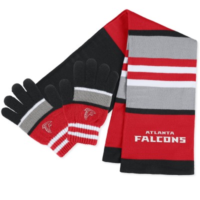 WoAtlanta Falcons WEAR by Erin Andrews Stripe Glove & Scarf Set
