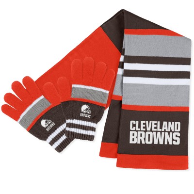 WoCleveland Browns WEAR by Erin Andrews Stripe Glove & Scarf Set
