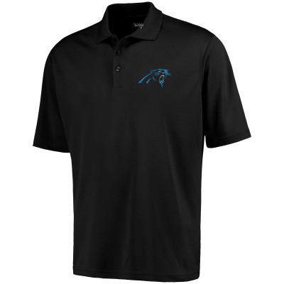 Carolina Panthers Antigua Black Pique Xtra-Lite Polo